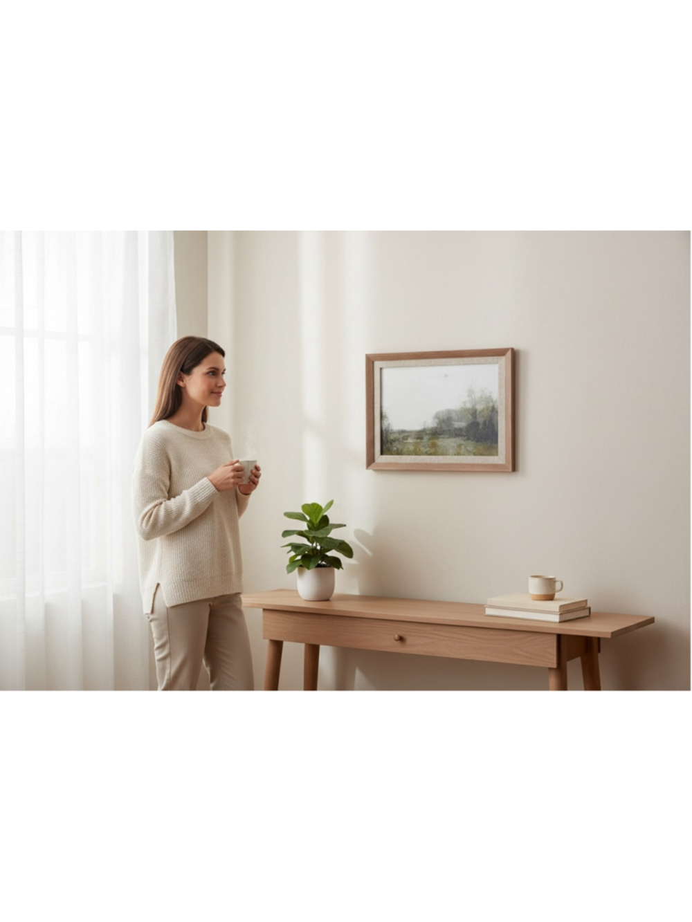 The Spring Shop Landscape Painting Wall Art One Size Beige Brown